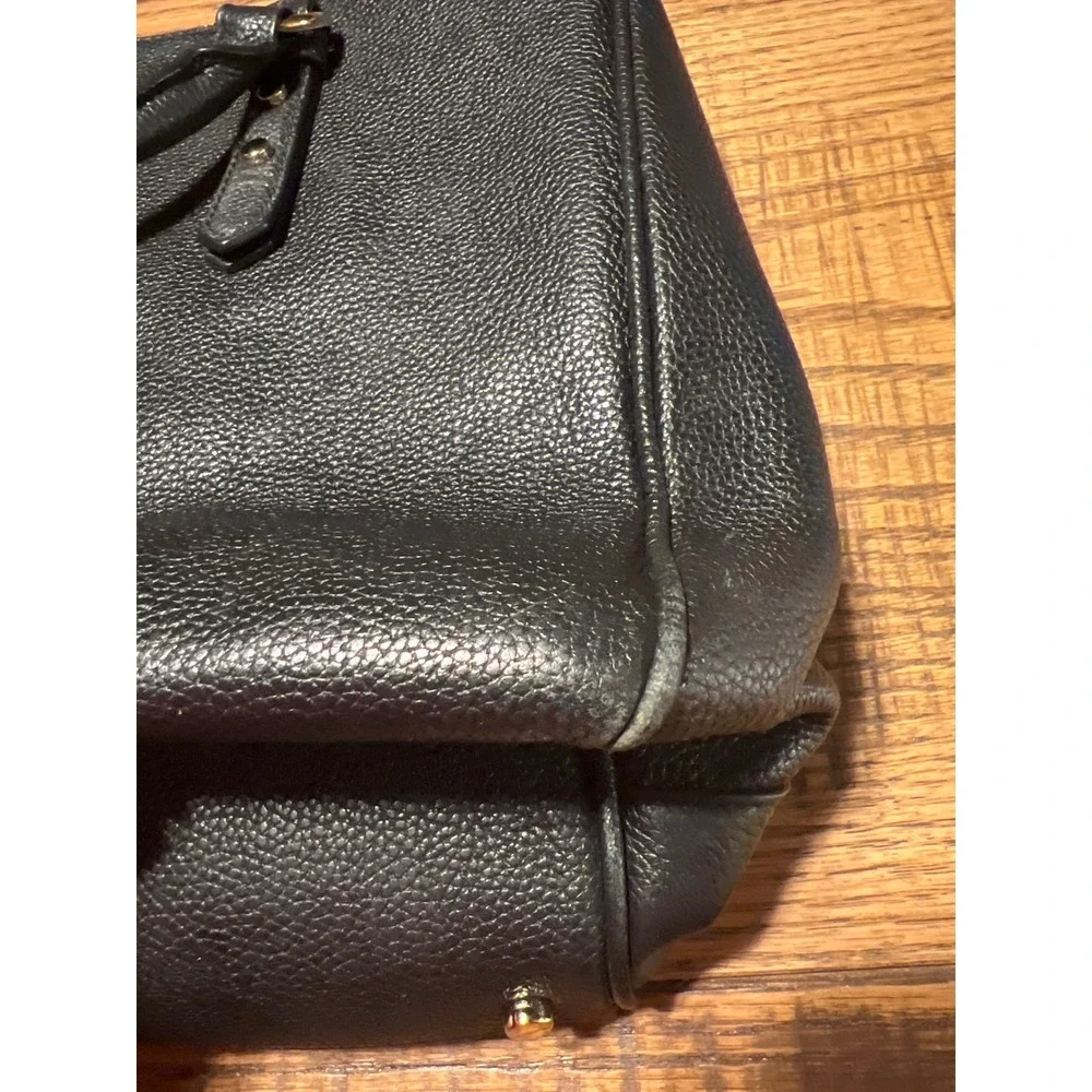 Kate Spade New York Black Leather Satchel Bag Gold Hardware‎ Shoulder Strap Chic